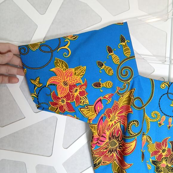 VeroEx Handmade Floral Cropped Blouse Womens 8 African Vibrant Maximalist Bold - Picture 2 of 13